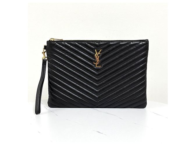 Saint Laurent Clutch Matelassé New Medium Black Nero - vista 4