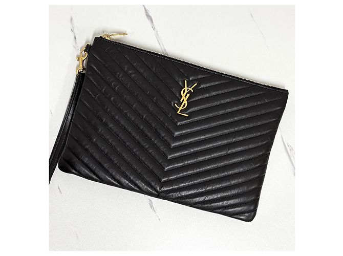 Saint Laurent Clutch Matelassé New Medium Black Nero - vista 5