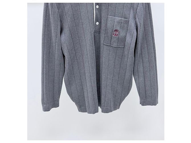 Brunello Cucinelli Cotton Knit Polo T-shirt Gray Brown - view 4