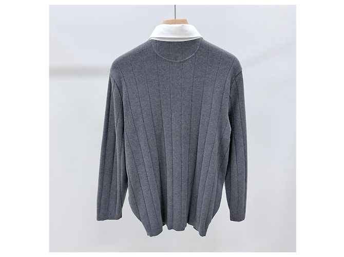 Brunello Cucinelli Cotton Knit Polo T-shirt Gray Brown - view 5