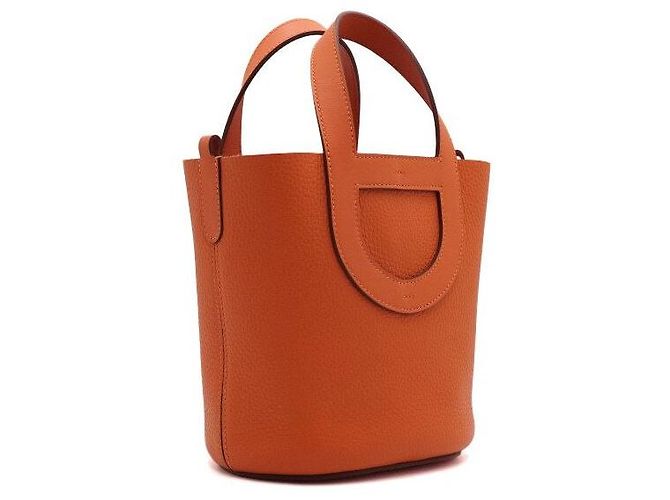 Hermès Borsa Tote Tangerine Taurillon Indorouge Season Marrone - vista 4