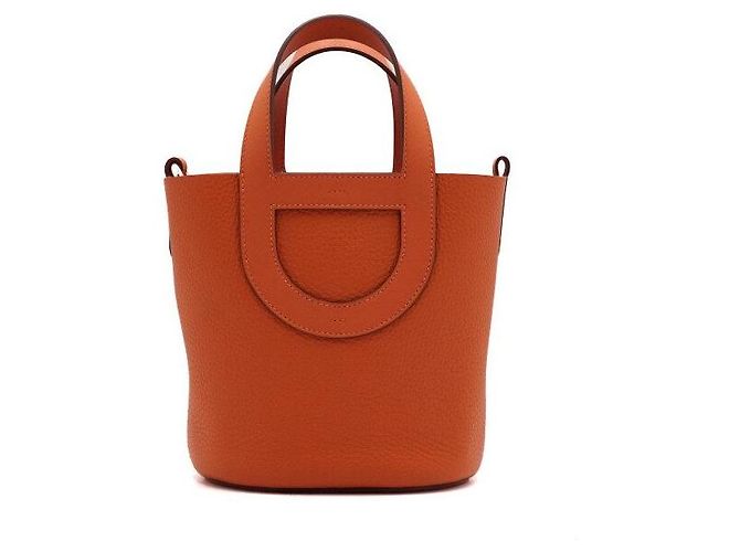Hermès Borsa Tote Tangerine Taurillon Indorouge Season Marrone - vista 5