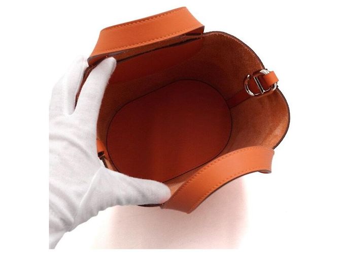 Hermès Borsa Tote Tangerine Taurillon Indorouge Season Marrone - vista 6
