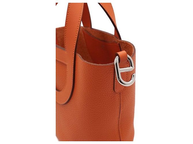 Hermès Borsa Tote Tangerine Taurillon Indorouge Season Marrone - vista 8