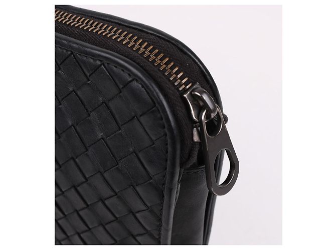 Bottega Veneta Clutch Grande con Zip Intrecciato Nero - vista 5