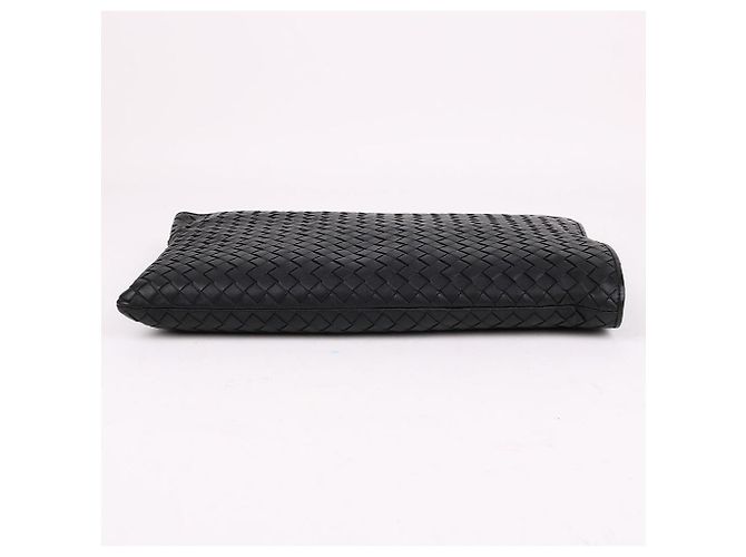 Bottega Veneta Clutch Grande con Zip Intrecciato Nero - vista 6