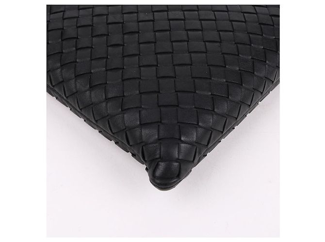 Bottega Veneta Clutch Grande con Zip Intrecciato Nero - vista 7