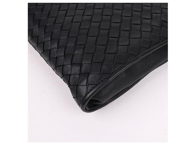 Bottega Veneta Clutch Grande con Zip Intrecciato Nero - vista 8