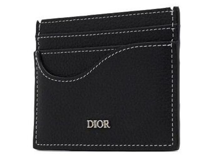 Dior Portacarte Saddle in pelle grana grossa nera Nero - vista 2