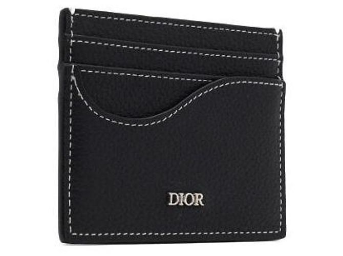 Dior Portacarte Saddle in pelle grana grossa nera Nero - vista 3