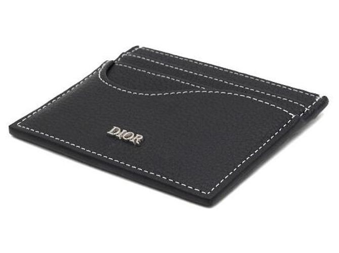 Dior Portacarte Saddle in pelle grana grossa nera Nero - vista 7