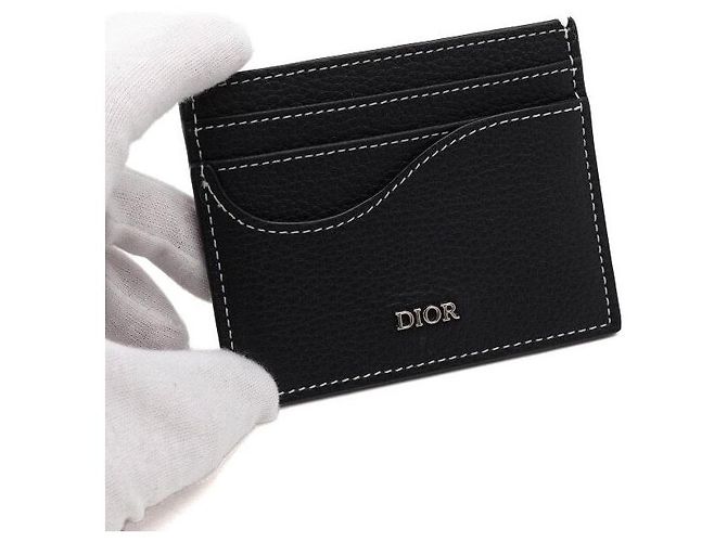 Dior Portacarte Saddle in pelle grana grossa nera Nero - vista 8