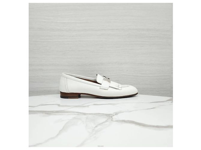 Hermès Royal Loafer Calfskin Blanc Silver Argento - vista 4