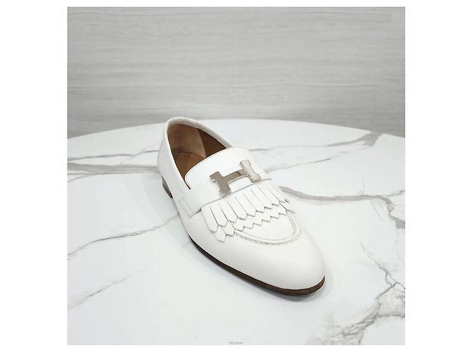 Hermès Royal Loafer Calfskin Blanc Silver Argento - vista 5