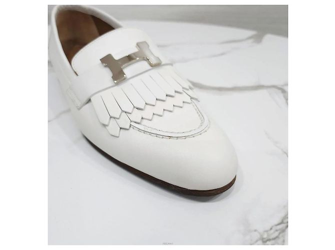 Hermès Royal Loafer Calfskin Blanc Silver Argento - vista 6