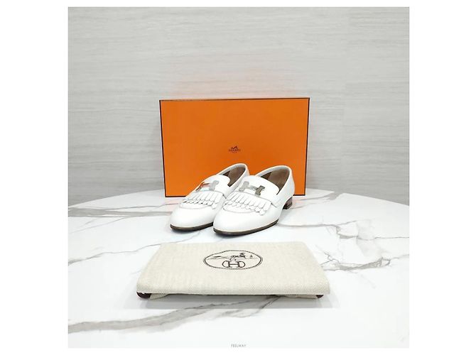 Hermès Royal Loafer Calfskin Blanc Silver Argento - vista 7