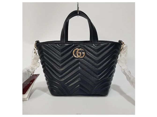 Gucci Borsa Tote Mini Marmont Nero - vista 2