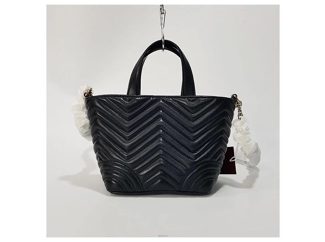 Gucci Borsa Tote Mini Marmont Nero - vista 4