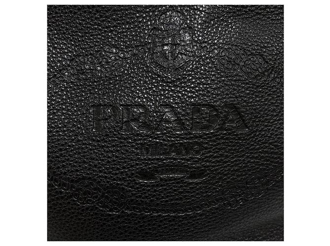 Prada Borsa a Secchiello Spalla e Crossbody in Vitello Nero - vista 13