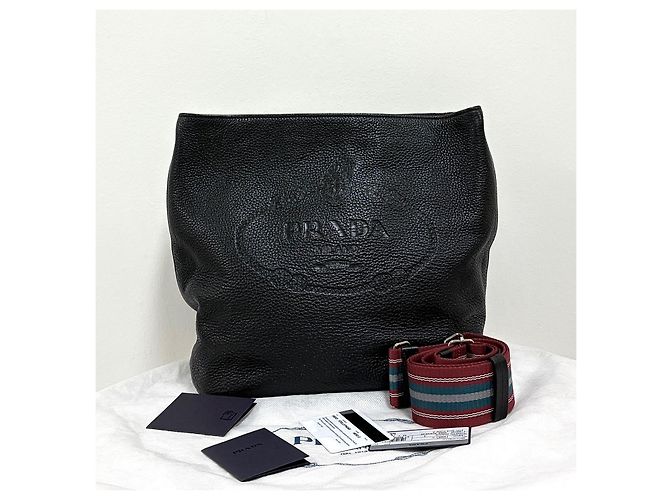 Prada Borsa a Secchiello Spalla e Crossbody in Vitello Nero - vista 5