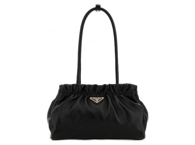 Prada Borsa a tracolla in pelle Napa arricciata Nero - vista 3