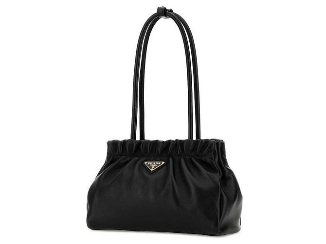Prada Borsa a tracolla in pelle Napa arricciata Nero - vista 4