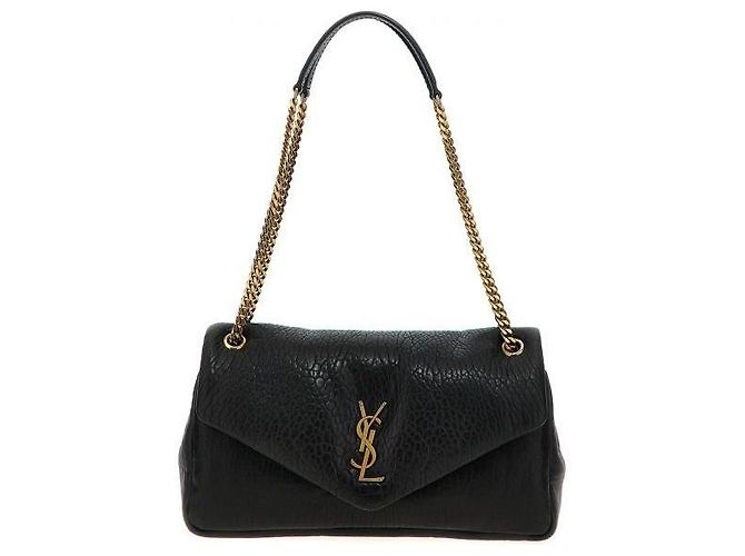 Saint Laurent Borsa Medium in nappa granulata Nero - vista 3