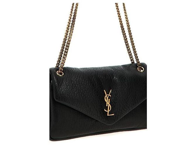 Saint Laurent Borsa Medium in nappa granulata Nero - vista 5