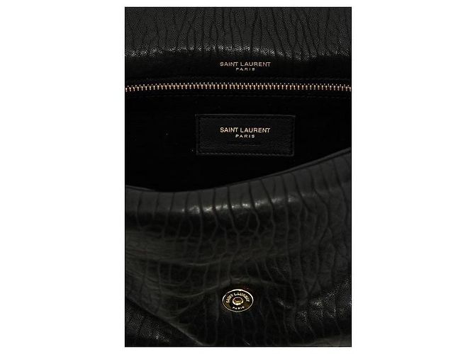 Saint Laurent Borsa Medium in nappa granulata Nero - vista 6