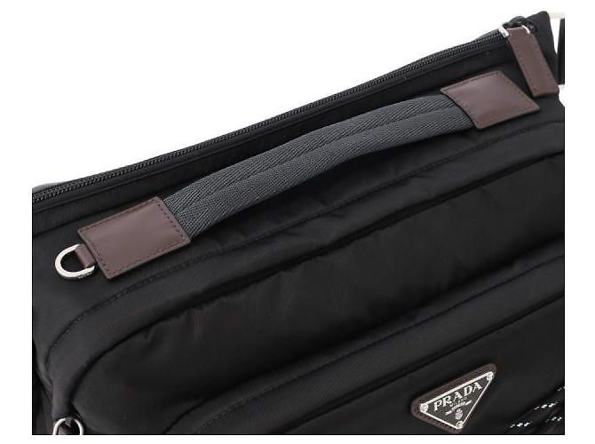 Prada Borsa a tracolla Speedlock in nylon e pelle Nero - vista 11