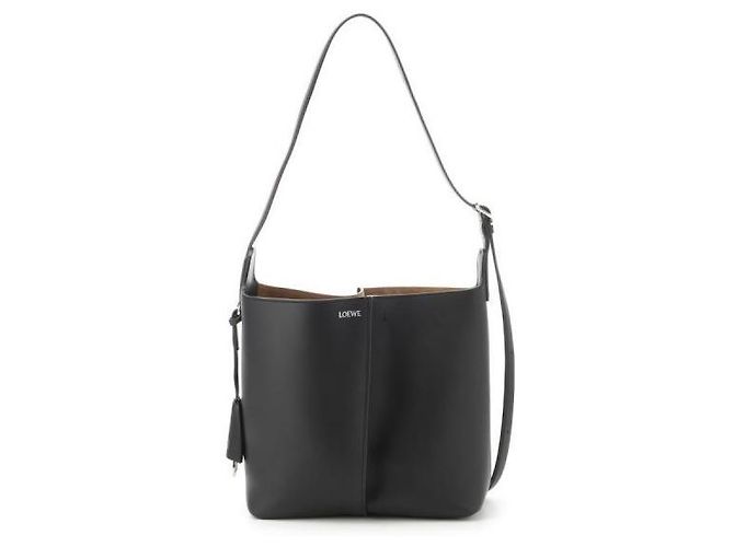 Loewe Bucket Bilbao Medium in vitello liscio Nero - vista 3