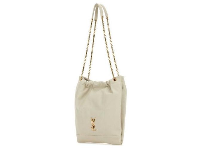 Saint Laurent Borsa AmiE Pochon in pelle di agnello Bianco - vista 4