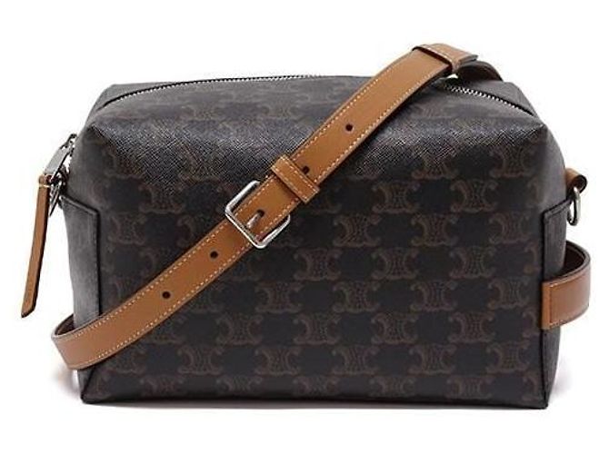 Céline Borsa a tracolla Take Away in tela Trionge e vitello Marrone - vista 3