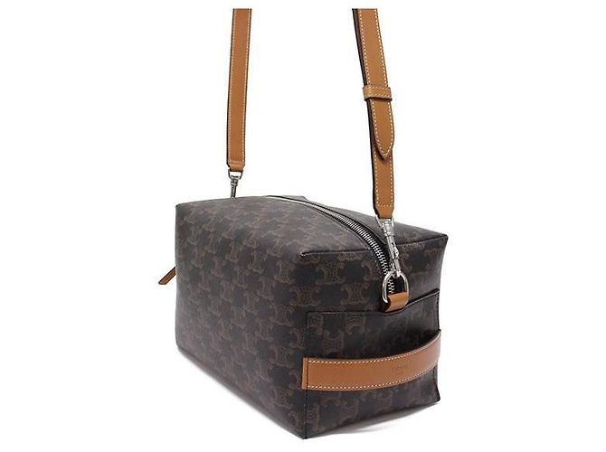 Céline Borsa a tracolla Take Away in tela Trionge e vitello Marrone - vista 6