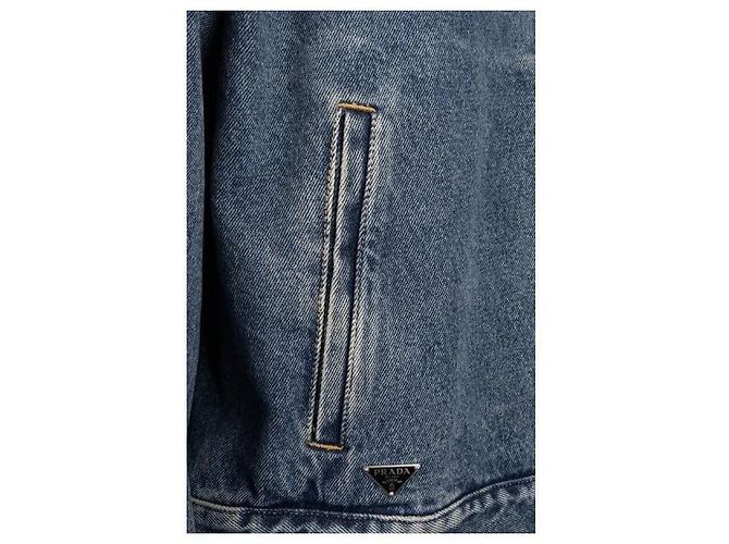 Giacca Bomber in Denim Prada Blu - vista 5