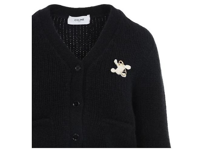 Céline Cardigan aus Kaschmir und Seide Schwarz - Ansicht 5