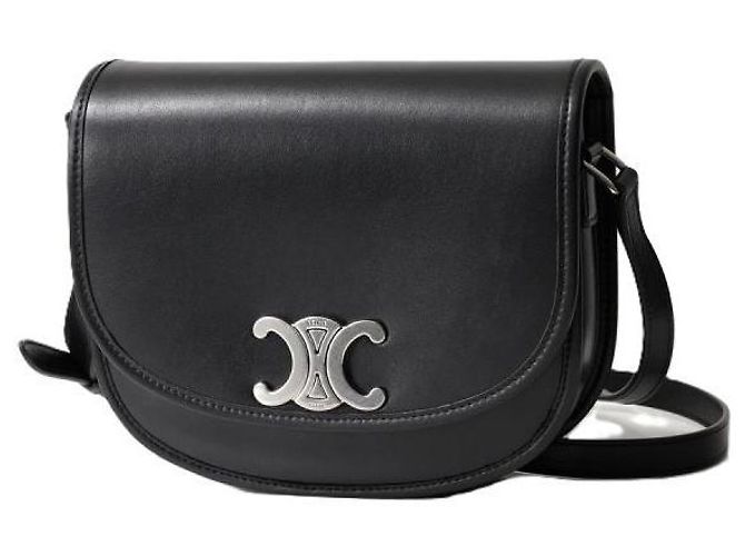 Céline Besace Triomphe Medium em pele de vitelo natural macia Preto - vista 3