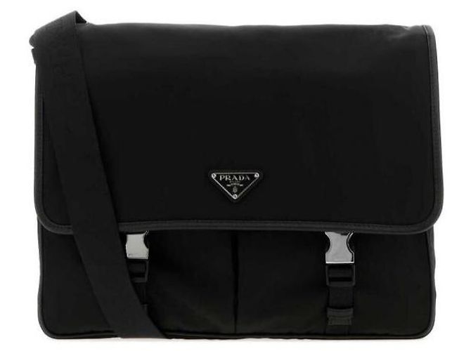 Prada Borsa a tracolla in nylon e pelle Saffiano Nero - vista 3