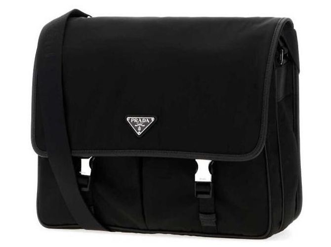Prada Borsa a tracolla in nylon e pelle Saffiano Nero - vista 4