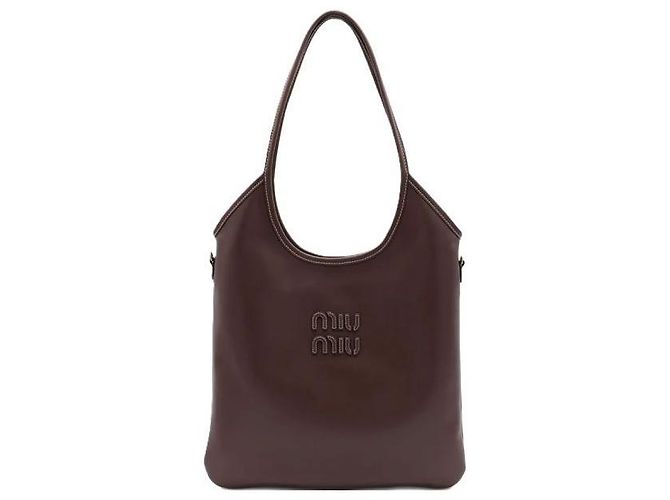 Miu Miu Borsa in pelle Ivy Regular Marrone - vista 3