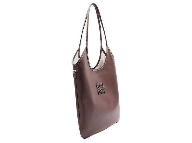 Miu Miu Borsa in pelle Ivy Regular Marrone - vista 5