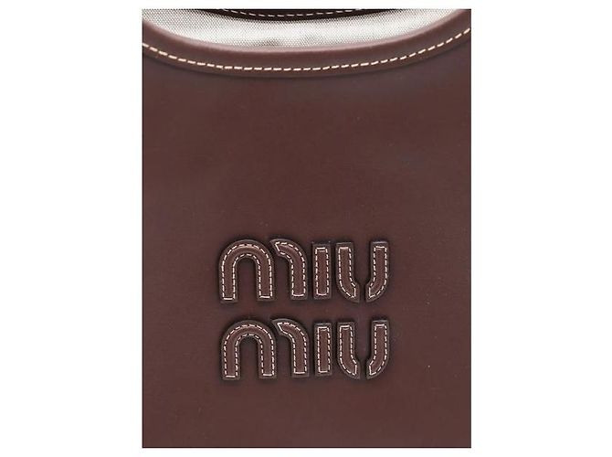Miu Miu Borsa in pelle Ivy Regular Marrone - vista 6