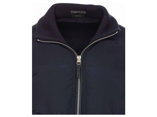 Tom Ford Light Nylon Front Merino Zip Jacket Blue - view 6