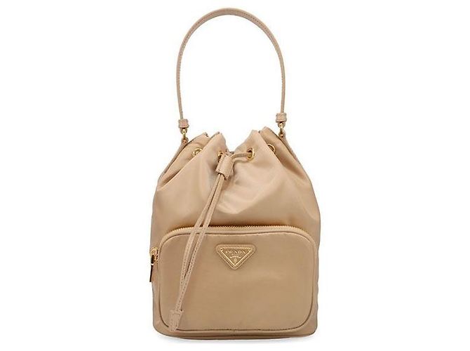 Prada Borsa Bucket Duet Re-Nylon Marrone - vista 3