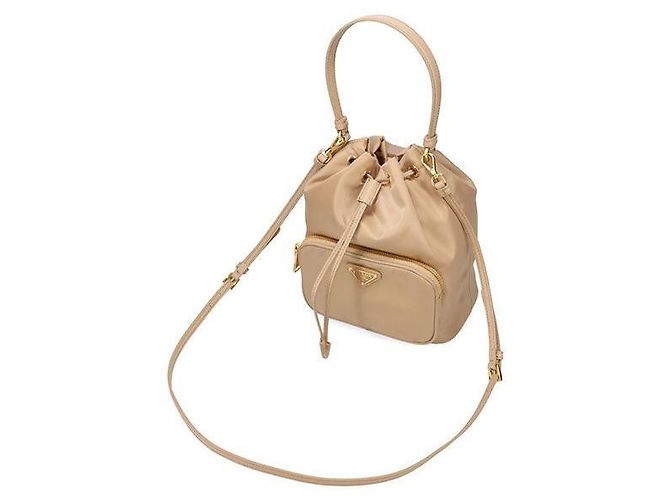 Prada Borsa Bucket Duet Re-Nylon Marrone - vista 4
