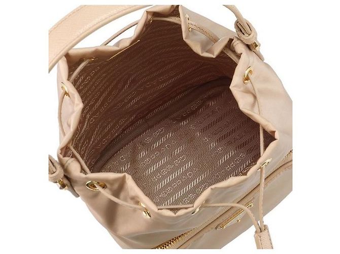 Prada Borsa Bucket Duet Re-Nylon Marrone - vista 6