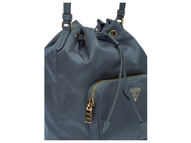 Prada Borsa Bucket Duet Re-Nylon Blu - vista 6