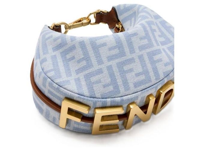 Fendi Mini Denim Tasche Hellblau - Ansicht 4