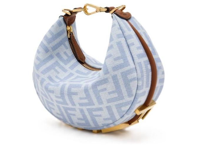 Fendi Mini Denim Tasche Hellblau - Ansicht 5