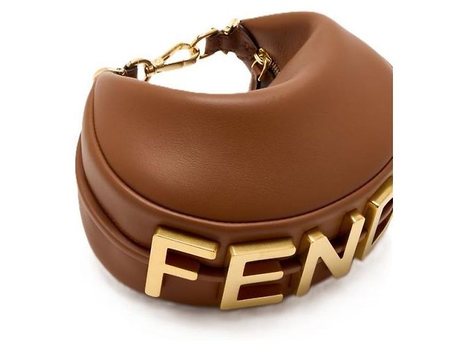 Fendi Mini Leder-Hobo-Tasche Braun - Ansicht 4